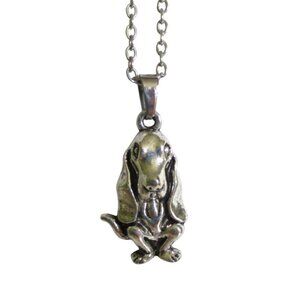 Basset Hound Dog Pendant Necklace With 18" Stainless Chain Animal Lover Jewelry